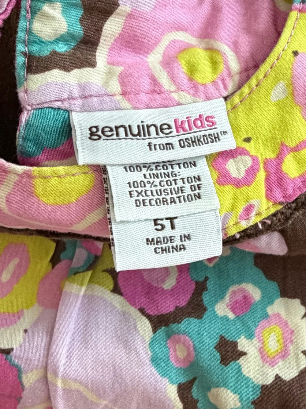 VTG 1990s OshKosh B'gosh Floral Short Sleeve Ruffle Dress
